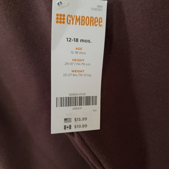 NWT Gymboree Two Piece Brown Hoodie & Sweatpants w/ Embroidery Baby 12-18 Months - Picture 5 of 6